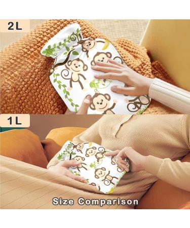 NAANLE Cartoon Monkey Hot Water Bottle - 1L Transparent Heat Bottle for Bed Hand & Foot Warmer Pain Relief & Cold Therapy - Buy Online on GoSupps.com