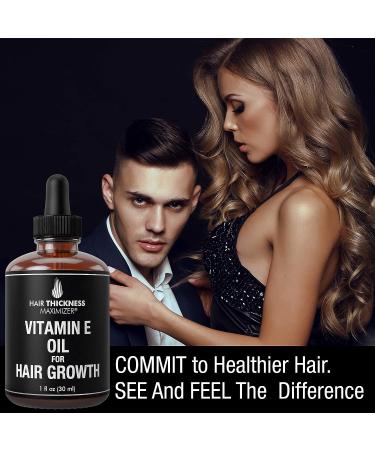 Vitamin E Hair Growth Serum for Thickening and Moisturizing - Vegan Scalp Treatment for Women and Men with Dry, Frizzy, Weak Hair - Unscented Liquid 1oz - Buy Online on GoSupps.com