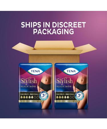 Tena Stylish Black Incontinence Underwear for Women - Maximum Absorbency X-Large (28 ct 2 Packs) - Comfort & Protection - Buy Online on GoSupps.com