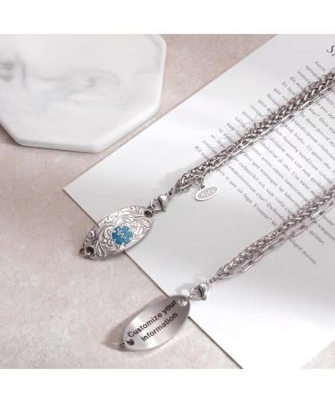 Customized Medical Alert ID Chain Bracelet for Women - Free Engraving Personalized Emergency Identification - 6 to 9 Inch White Medical Alert Jewelry - Buy Online on GoSupps.com