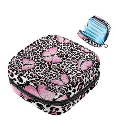 Women's napkin storage bag pink butterfly leopard pattern menstruation cup portable women's tape storage bags female menstruation first period bag