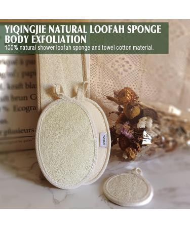 Natural Loofah Sponge Back Exfoliating Scrubber Combo Set for Deep Cleansing Skin and Facial Exfoliation - Buy Online on GoSupps.com