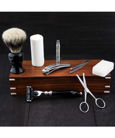 Silver tip Badger Hair Brush Shaving Cream Alum Block Nose Trimmer