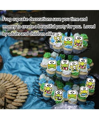 ICNYEKl 25 Big Eyed Frog Cupcake Topper Giant Big Eyed Frog Happy Birthday Cake Topper (Big-eyed frog cupcake topper) - Buy Online on GoSupps.com