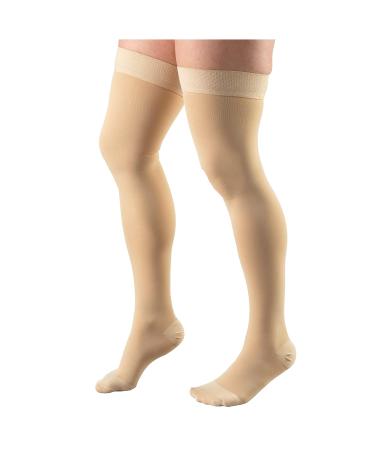 Truform Thigh High Compression Stockings for Men & Women - 15-20 mmHg Closed Toe Beige Large (1 Pair) | International Shipping Available - Buy Online on GoSupps.com