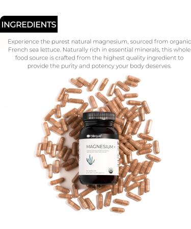 Blisque - Magnesium Support Supplement | for Bone Joint Muscle Heart and Nerve Health | from Organic French Sea Lettuce | Vegan and Non-GMO | 90 Capsules - Buy Online on GoSupps.com