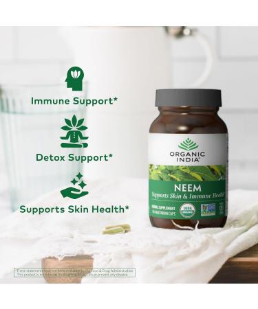 ORGANIC INDIA Neem Leaf Capsules - Herbal Supplement Supports Skin & Immune Health Vegan Gluten Free USDA Certified Organic - 90 Count 90 Count (Pack of 1) - Buy Online on GoSupps.com