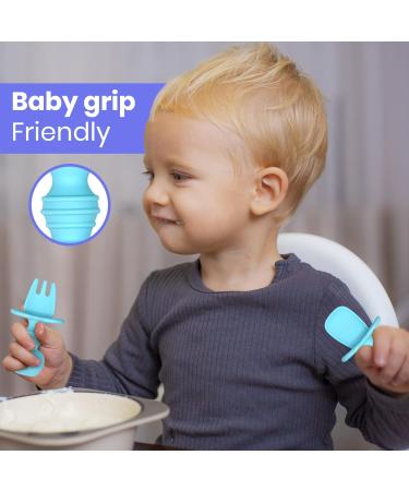 MD Avenue 100 percent Food Grade Toddlers Silicone Utensils Set BPA Free Anti-Choke Baby Spoon and Toddler Fork Combo Infant Spoons Forks First Self Feeding Set (Blue) - Buy Online on GoSupps.com