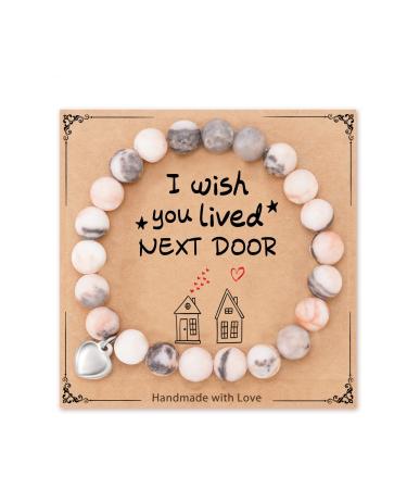 HGDEER "I Wish You Lived Next Door Unique Gifts Natural Stone Bracelets for Women Pink - Buy Online on GoSupps.com
