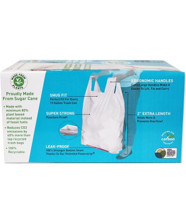 Plant Based 13 Gallon Tall Kitchen Bags with Handles - 90 Count - Buy Online on GoSupps.com