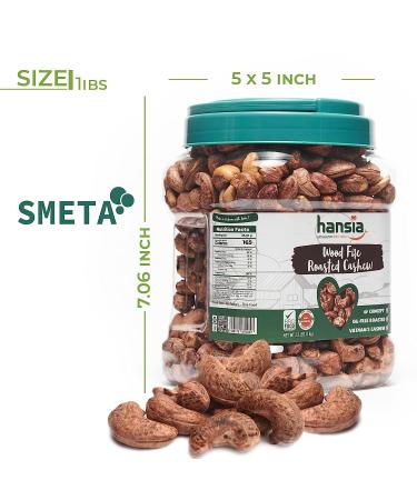 Hansia Organic Wood Fire Sea Salted Cashews with Skin - 2.2 lb - Whole Dry Roasted Non-GMO Nuts with Magnesium, Fiber, Protein, Vitamin & Iron - Oil-Free Snack - Buy Online on GoSupps.com