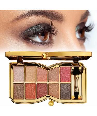 10 Colors Sparkle Shimmer Eyeshadow Palette Gold Eyeshadow Shimmer Makeup Palette Highly Pigmented Long Lasting Makeup Set Eye Shadow Palette Makeup 08
