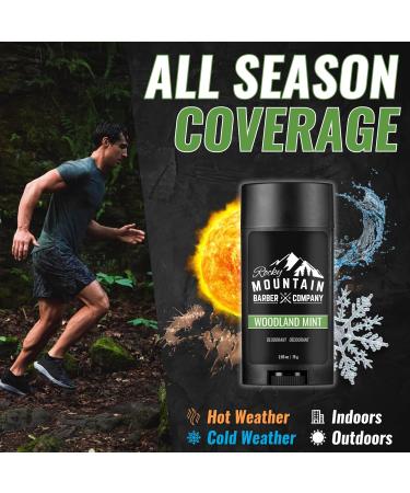 Natural Deodorant for Men - Aluminum Free - Made with Simple Plant-Based Ingredients & Peppermint Essential Oil - Made in USA - Woodland Mint Scent - 2 .65 oz - Buy Online on GoSupps.com
