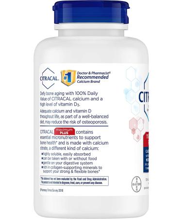Citracal Maximum Plus 630 mg Calcium - Highly Soluble & Easily Digested - 180 Capsules - Buy Online on GoSupps.com