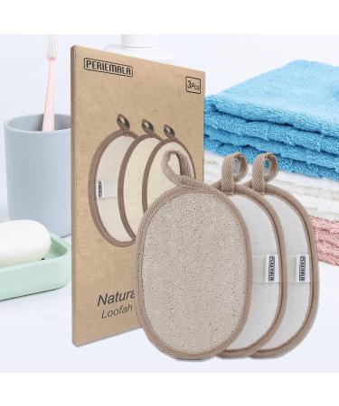 PERIEMALA Bath Sponge (Pack of 3) - Premium Loofah Exfoliating Body Scrubber for Women and Men - Natural Shower Essential for Skin Care - 4.33 x 6.3 Inch Ellipse - Buy Online on GoSupps.com