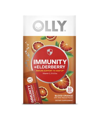 OLLY Immunity Powder Daytime Immune Support Elderberry Vitamin C D Zinc Fizzy Drink Mix Blood Orange - 10 Count