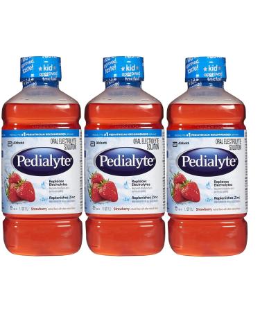 Pedialyte Oral Electrolyte Solution - Strawberry - 1 lt (Strawberry, 3 pack)