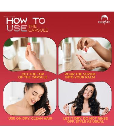 ELEVATE Hair Treatment Serum Oil Capsules - Repair & Moisturize with Argan Jojoba Oils & Vitamins - Smooth, Silky, & Thick Hair - Buy Online on GoSupps.com