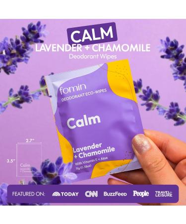 FOMIN Travel Deodorant Wipes - 30 Count - Calming Lavender and Chamomile - pH Balanced Hypoallergenic Mini Deodorant Wipes For Women and Men - Plastic-Free Individually Wrapped Underarm & Body Wipes Calm - Lavender Chamomile - Buy Online on GoSupps.com