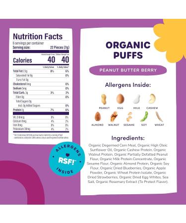 Ready Set Food Organic Puffs Early Allergen Introduction Snack 9 Top Allergens by Ready Set Food - Peanut Butter Berry Apple Cinnamon Pumpkin Banana - Pack Of 3 - Buy Online on GoSupps.com