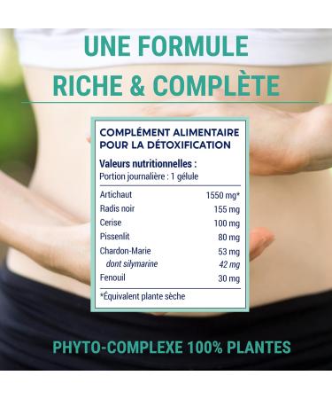 DETOX FORMULA | Plant Complex: Artichoke Black Radish Cherry Tail Dandelion Milk Thistle | Detoxify Liver and Intestine | Detox Colon and Liver Drainer | 60 Capsules - Buy Online on GoSupps.com