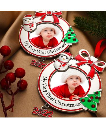 Baby's First Christmas Photo Ornament 2022 My Very First Christmas Photo Frame Xmas Baby's 1st Keepsake Picture Ornaments for Newborn Baby Hanging Christmas Tree Decor for Holiday (Round  1 Piece) 1 Round - Buy Online on GoSupps.com