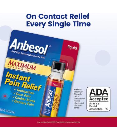 Anbesol Maximum Strength Oral Anesthetic Liquid - 0.41 fl oz | Fast Pain Relief - Buy Online on GoSupps.com