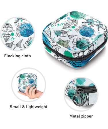 Women's Bonds Storage Bags | Stylish Period Kit Bag with Watercolor Fish & Crab Design - Portable Feminine Product Organizer - Buy Online on GoSupps.com