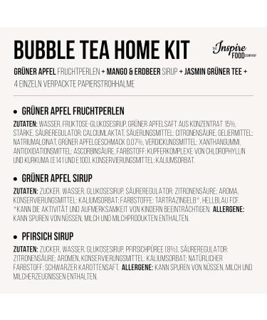 Buy Inspire Food Bubble Tea Set - Green Apple Boba Strawberry & Mango Syrup | 100% Vegan Gluten-Free No Artificial Dyes - International Shipping Available - Buy Online on GoSupps.com