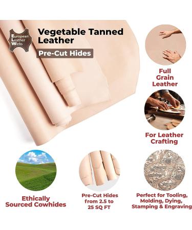 ELW Vegetable Tanned Leather 4-6 SQ FT | Full Grain Cowhide for Crafting & Tooling - Buy Online on GoSupps.com