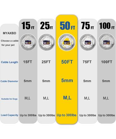 Myaxbd 15.2m Dog Leash - Durable Long Leash with Shock-Damping Spring for Large Dogs | Ideal for Outdoor Courtyard Camping & Training - Silver Size L - Buy Online on GoSupps.com