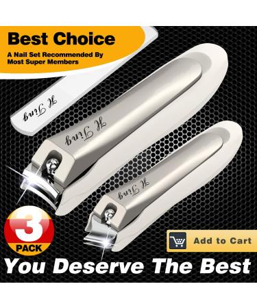 Nail Clipper Set - 3pcs Professional Fingernail and Toenail Clippers with Catcher by HTING - Ideal Gift Trimmer for Women and Men - Buy Online on GoSupps.com