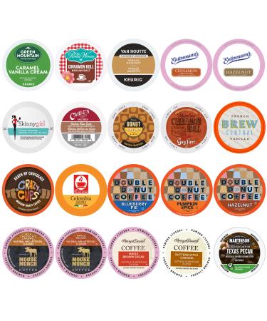 Perfect Samplers Single Serve & Flavored K Cup Variety Pack, Flavored Coffee Pods Including Hazelnut, Caramel, & More, Coffee Pods Variety Pack for Keurig K Cups Brewers, Coffee Gift Set, 20 Count