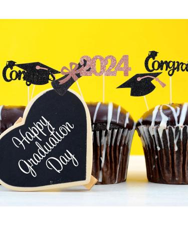 Chinco 100 Pack 2024 Graduation Cupcake Toppers Grad Cap Food Appetizer Picks Cake Graduation Party Decorations Diploma Cupcake Picks for Cake Class of 2024 Graduation Party (Pink) - Buy Online on GoSupps.com