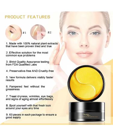 Thankful Beauty Gold Hydrogel Collagen Eye Mask - 60 Pieces | Under Eye Rejuvenation & Brightening - Buy Online on GoSupps.com