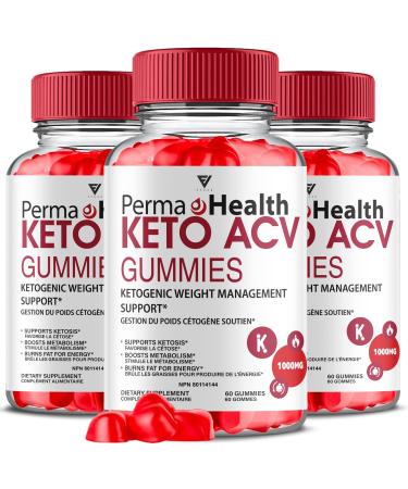 (3 Pack) Perma Health Gummies PermaHealth Keto ACV Gummies Perma Health Apple Cider Vinegar Weight Management Support Supplement Perma Health Canada Max Strength Health Gummy Formula (180 Gummies)