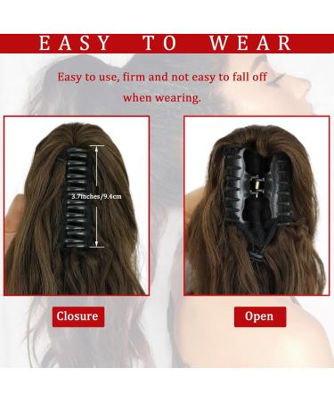 Ponytail Extensions Brown - 40cm Long Curly Synthetic Hair with Bracket | Realistic Braid Accessories - Buy Online on GoSupps.com
