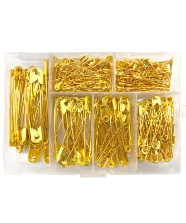 260 Pieces 6 Sizes Gold Safety Pins Large and Small Safety Pins Durable, Rust-Resistant for Art Craft Sewing Jewelry Making Home Office Use