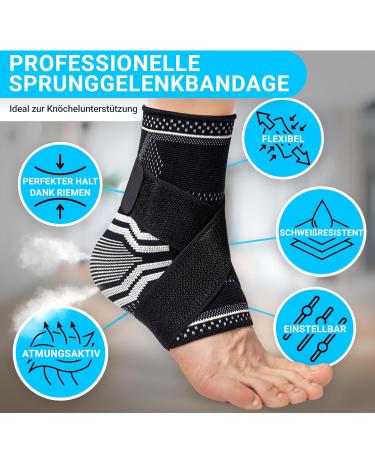 Adjustable Unisex Ankle Bandage | Professional Flexible Support for Sports & Achilles Tendon Pain Relief | S Black - Buy Online on GoSupps.com