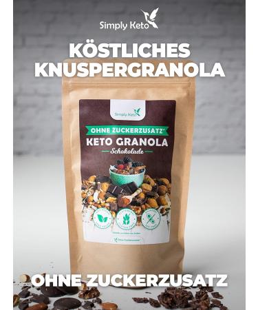 Simply Keto Crunchy Muesli Chocolate Low Carb Muesli without Sugar 250g Delicious Keto Muesli for a Perfect Breakfast Paleo & Vegan Soy Lactose & Gluten Free 250g chocolate muesli 250 g 1er Pack - Buy Online on GoSupps.com
