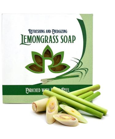 Relaxcation Lemongrass Soap Bar with Leaves and Lemon Peel - Natural Citronella Cold Process Soap for Refreshing & Energizing Skin - Helps Reduce Oily Skin - Buy Online on GoSupps.com