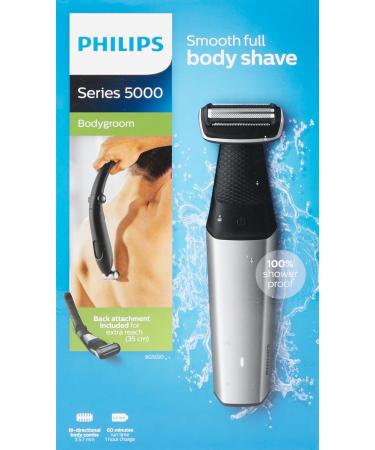 Philips BG5020/15 Bodygroom Series 5000 with Back Hair Removal Attachment and 3 Comb Attachments for Trimming Black/Silver Single - Buy Online on GoSupps.com