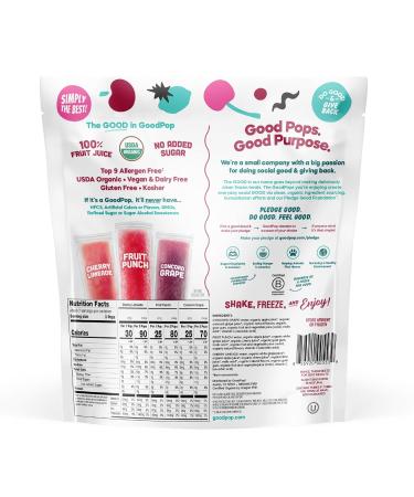 GoodPop Organic Freezer Pops | 100% Juice | No Added Sugar - 20ct - Buy Online on GoSupps.com