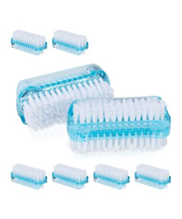 Relaxdays nail brush set of 8 double-sided hand brush with hard bristles plastic HBT: 3.5 x 8.5 x 3.5 cm blue