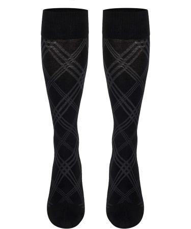 Men's Graduated Compression Dress Socks - Knee High Business Casual Muscle Support Recovery Black Medium (15-20 mmHg) - International Shipping Available - Buy Online on GoSupps.com