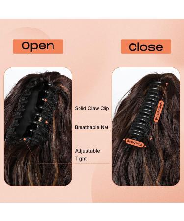 SEIKEA 18 Multi-Layered Claw Ponytail Extension in Chocolate Brown with Caramel Blonde Highlights - Soft Natural Synthetic Hairpiece for Women - Buy Online on GoSupps.com
