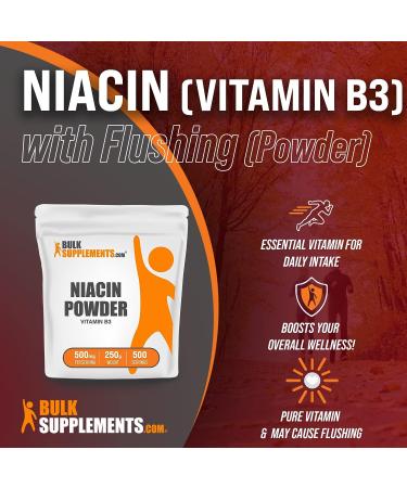 Niacin Powder 500mg - Vitamin B3 Supplement with Flushing - Nicotinic Acid for Niacin Flush - B3 Vitamins - 8.8 oz Pack - Buy Online on GoSupps.com