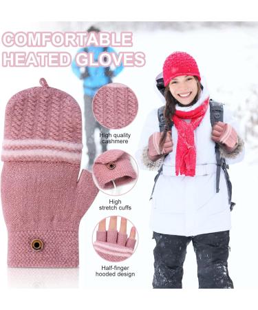 Flintronic USB Heated Gloves - Washable Heating Knit Gloves for Men & Women | Winter Warm Laptop Gloves (Full & Half Hands) - Pink #2 - Buy Online on GoSupps.com