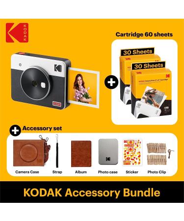 KODAK Mini Shot 3 Retro 4PASS 2-in-1 Instant Camera + Printer Bundle | White + 68 Sheets & Accessories - Buy Online on GoSupps.com