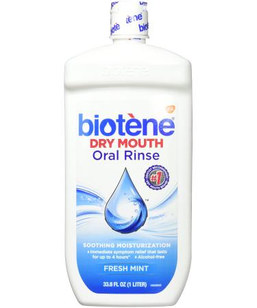 Biotene Oral Rinse Mouthwash for Dry Mouth  Breath Freshener and Dry Mouth Treatment  Fresh Mint - 33.8 fl oz